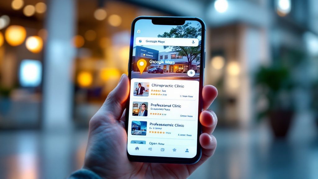 Google Business Profile local search results showing chiropractic clinics with star ratings and business information