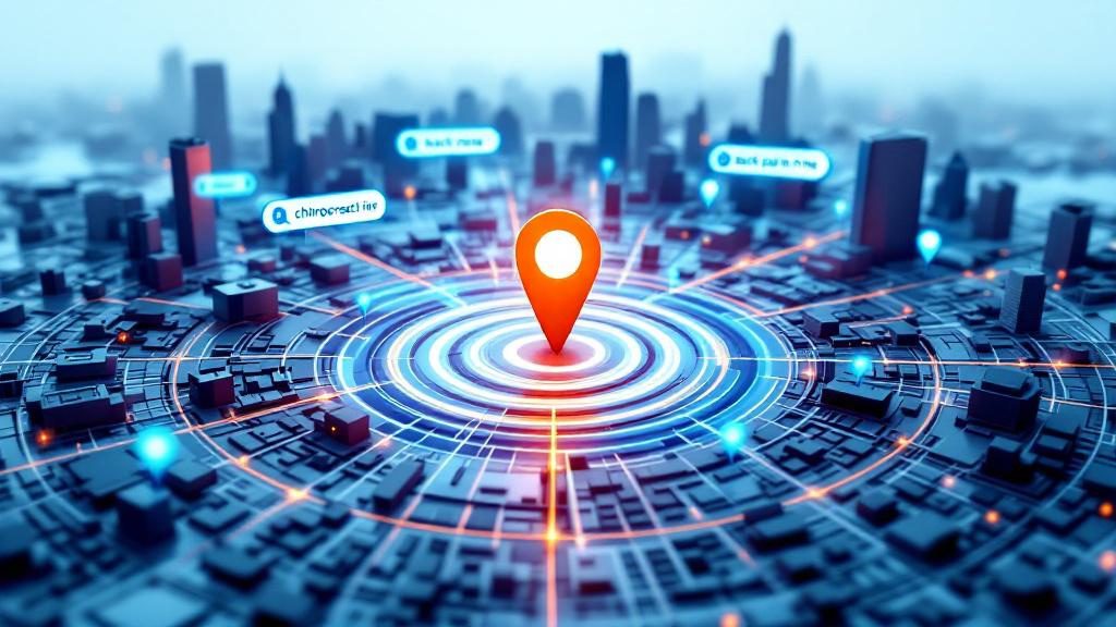 Hyper-local SEO strategy showing chiropractic practice location targeting neighborhood searches and local keywords