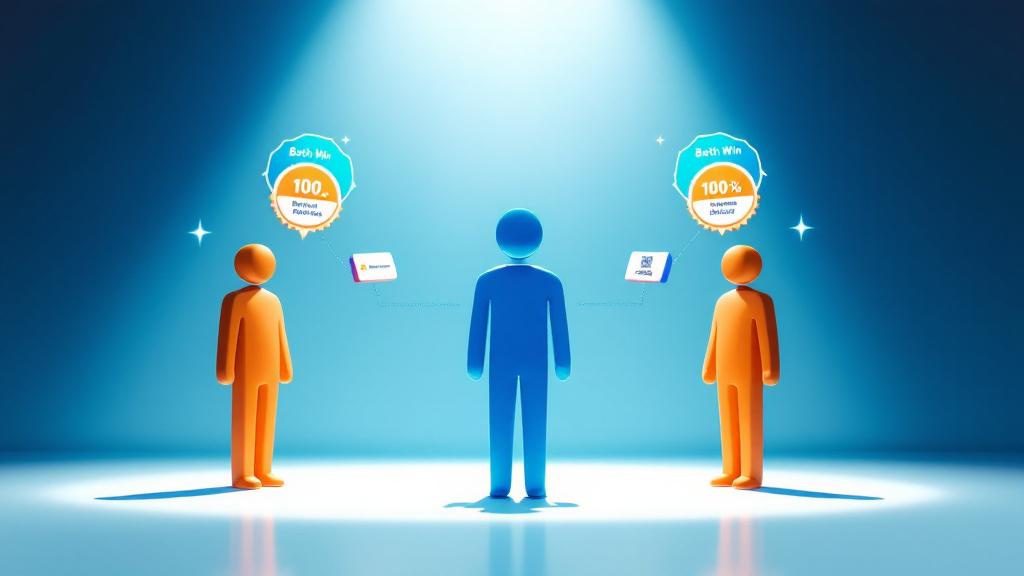 Integrated referral program showing two-way rewards where both existing loyal patients and new referrals benefit from sharing