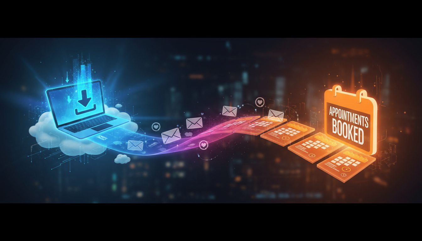 Journey from lead magnet download to booked chiropractic appointment visualization Journey from lead magnet download to booked chiropractic appointment visualization