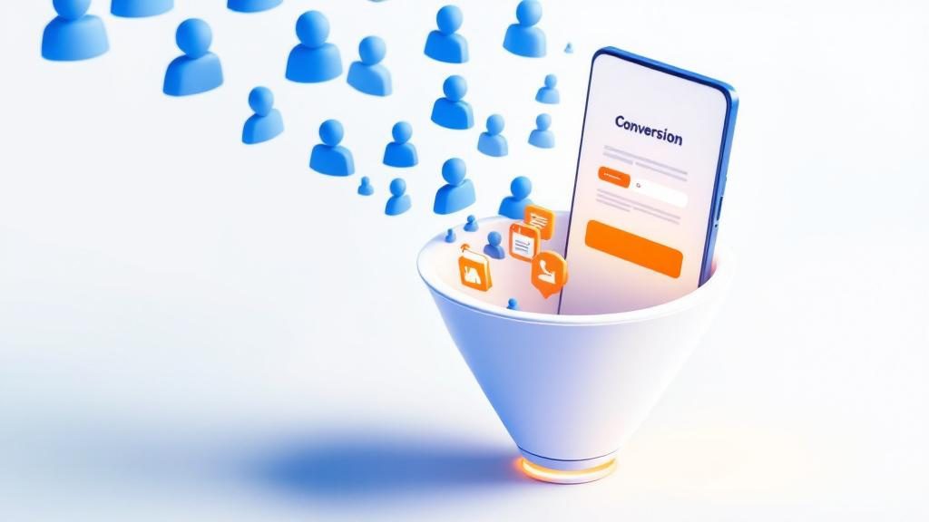 Landing page conversion funnel showing targeted visitor flow converting to appointments through focused chiropractic landing page design