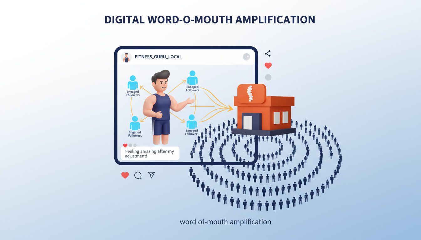 Local influencer marketing partnership showing trust transfer to chiropractic practice