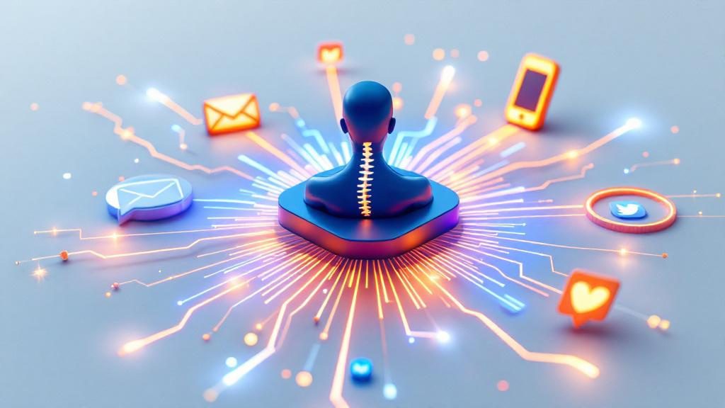 Multi-channel patient communication strategy showing email, text, phone, and social media engagement for chiropractors