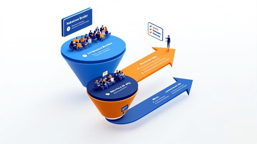 Post-webinar follow-up sequence showing immediate replay with deadline and nurture emails converting leads into appointments over time