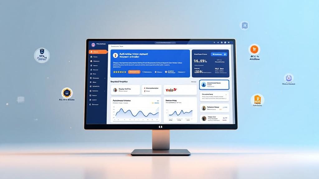 Review management software dashboard showing automated requests_ centralized review monitoring_ response tools_ and HIPAA-compliant features for chiropractors