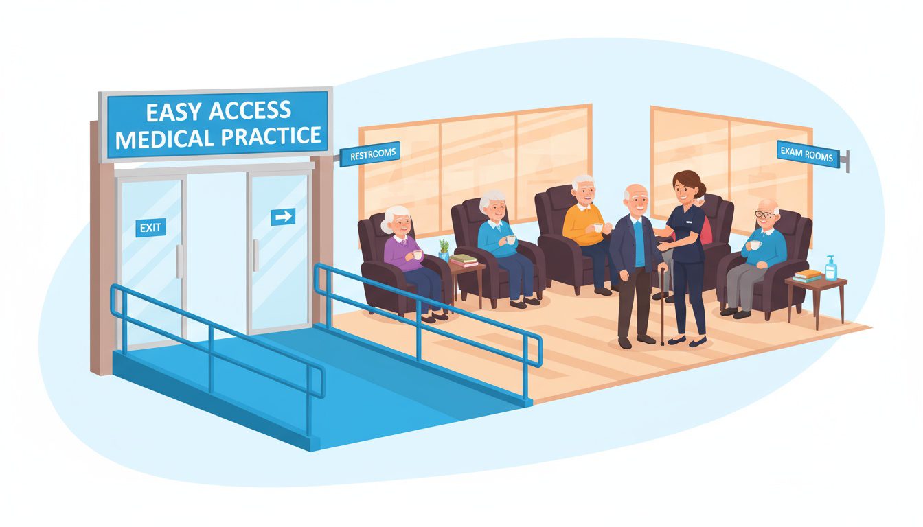 Senior-friendly practice environment with accessibility and welcoming patient-centered care Senior-friendly practice environment with accessibility and welcoming patient-centered care