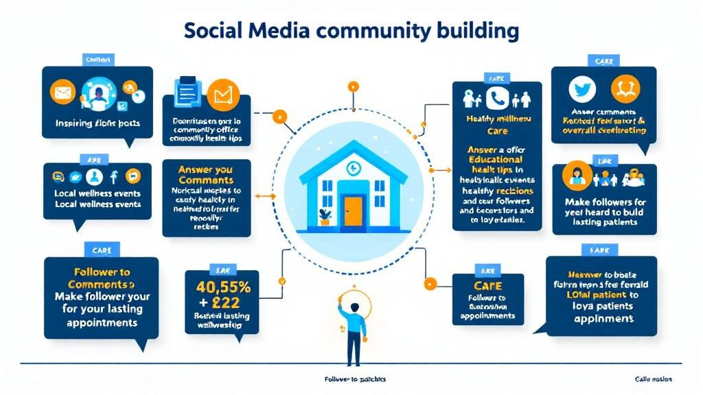 Social media community building strategy creating engagement and converting followers into loyal patients Social media community building strategy creating engagement and converting followers into loyal patients