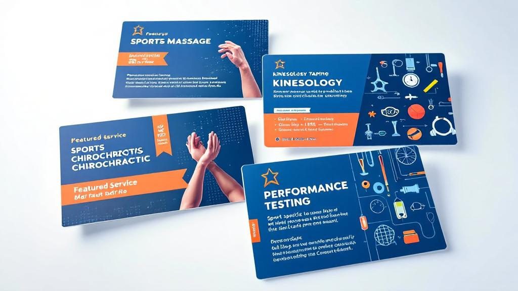 Specialized sports chiropractic services including massage, taping, and performance testing differentiating practice from competitors Specialized sports chiropractic services including massage, taping, and performance testing differentiating practice from competitors