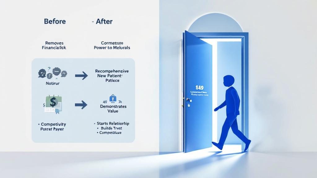 Strategic chiropractic offer removing patient barriers and transforming hesitant prospects into committed patients through value demonstration