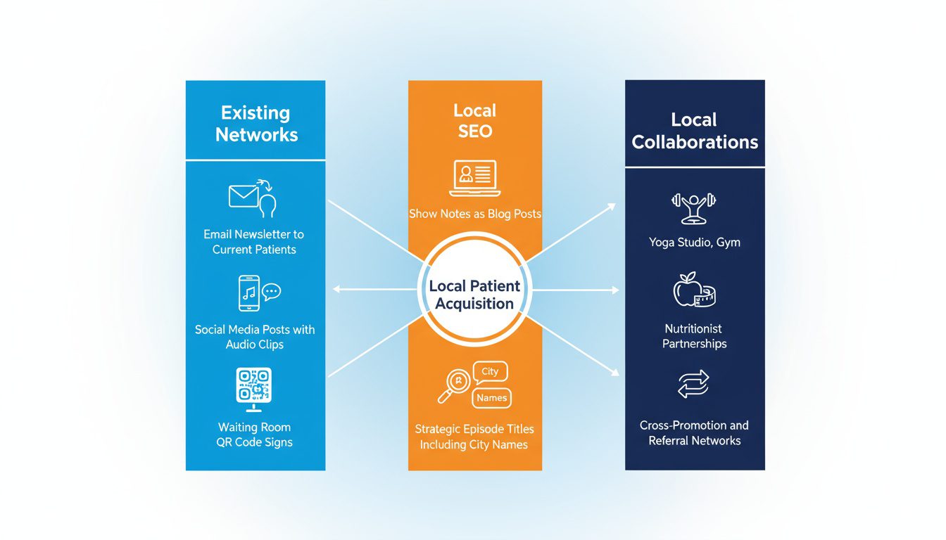 Three-channel chiropractic podcast promotion strategy using local SEO and partnerships Three-channel chiropractic podcast promotion strategy using local SEO and partnerships