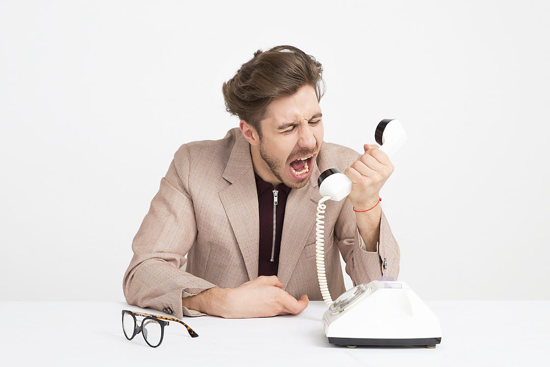 angry man on the telephone