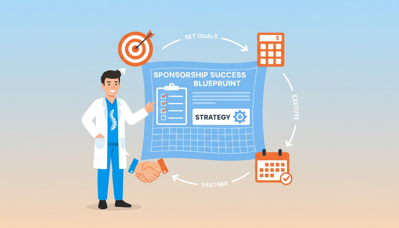 Chiropractic event sponsorship blueprint with planning checklist and strategy icons