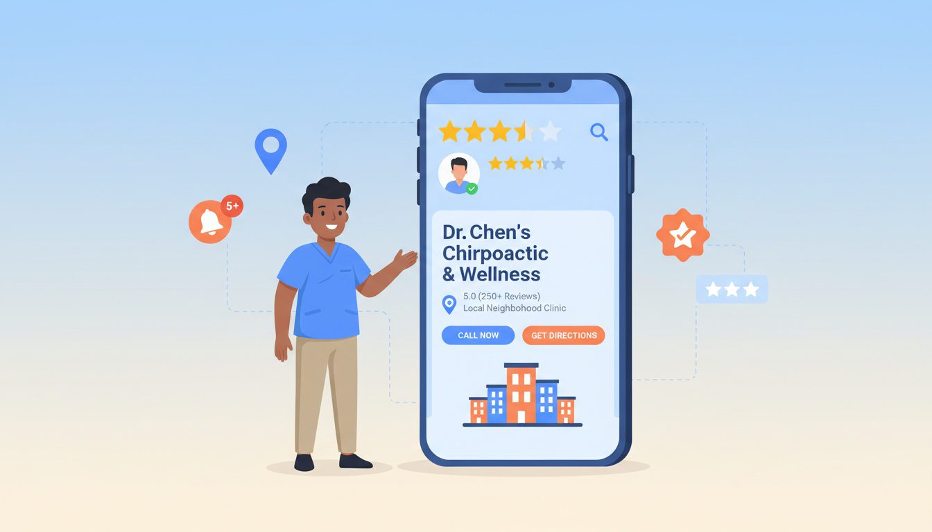 Chiropractor optimizing Google Business Profile for local neighborhood searches