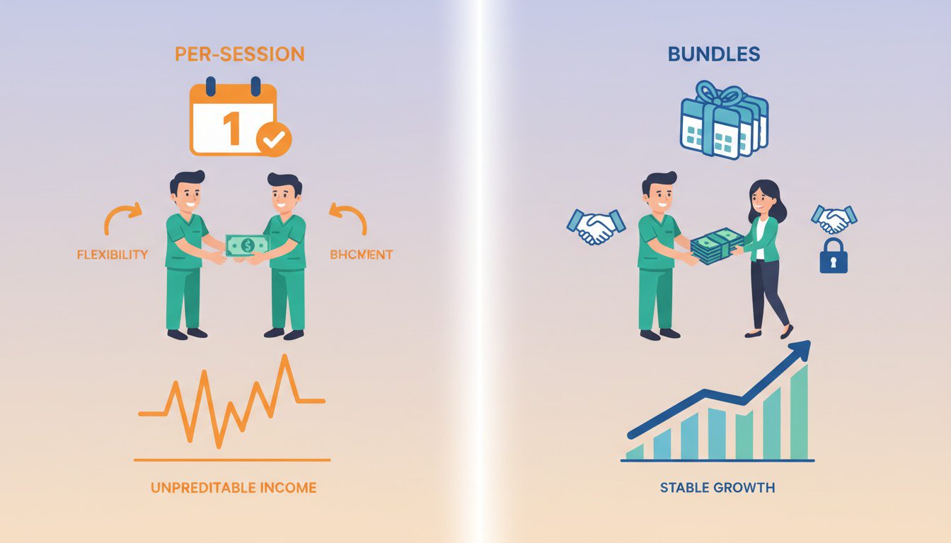 Comparison chart showing pay per visit versus bundled package chiropractic pricing models