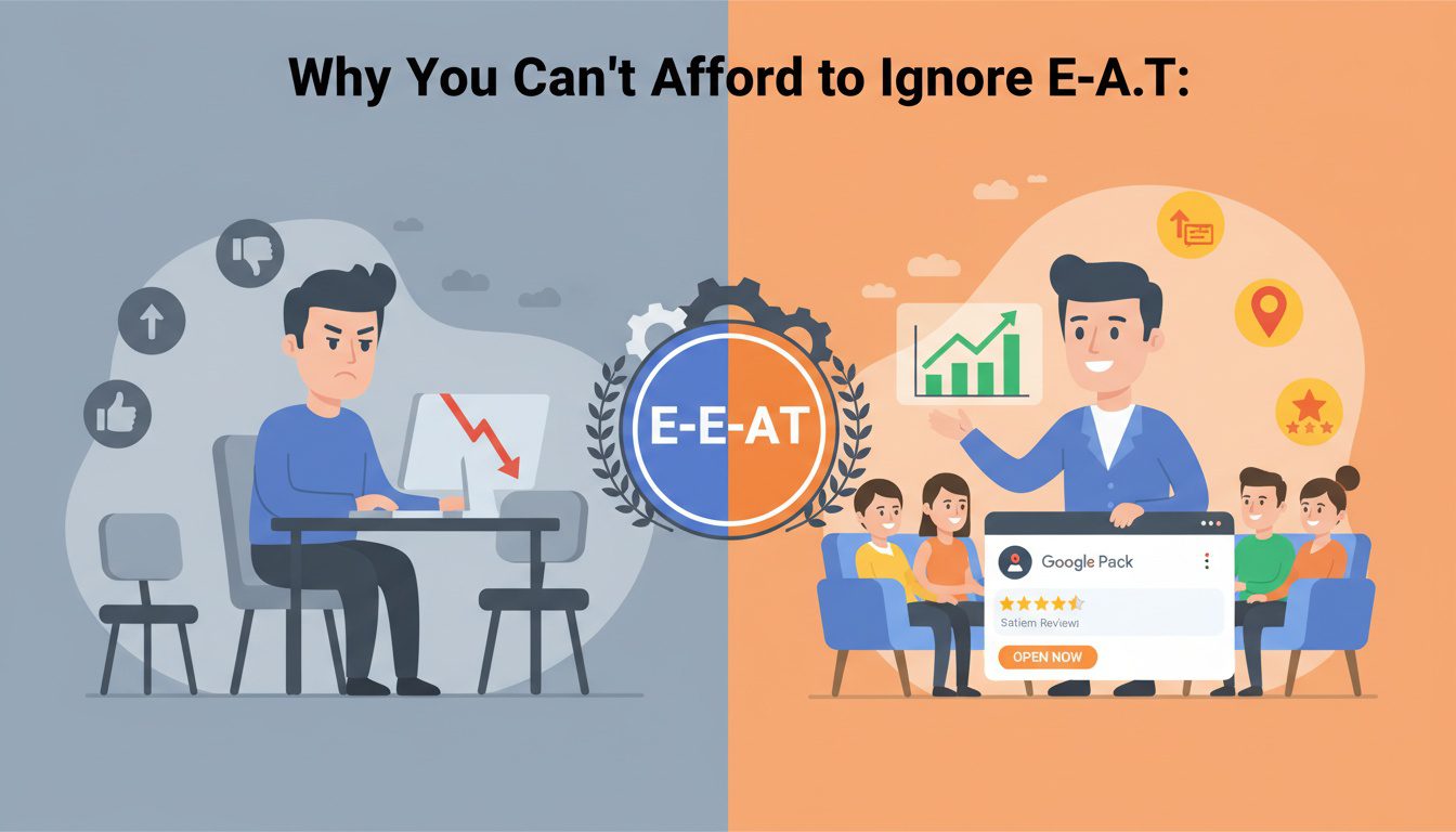 Comparison showing chiropractic practice growth impact of strong EEAT signals versus weak EEAT signals for local SEO