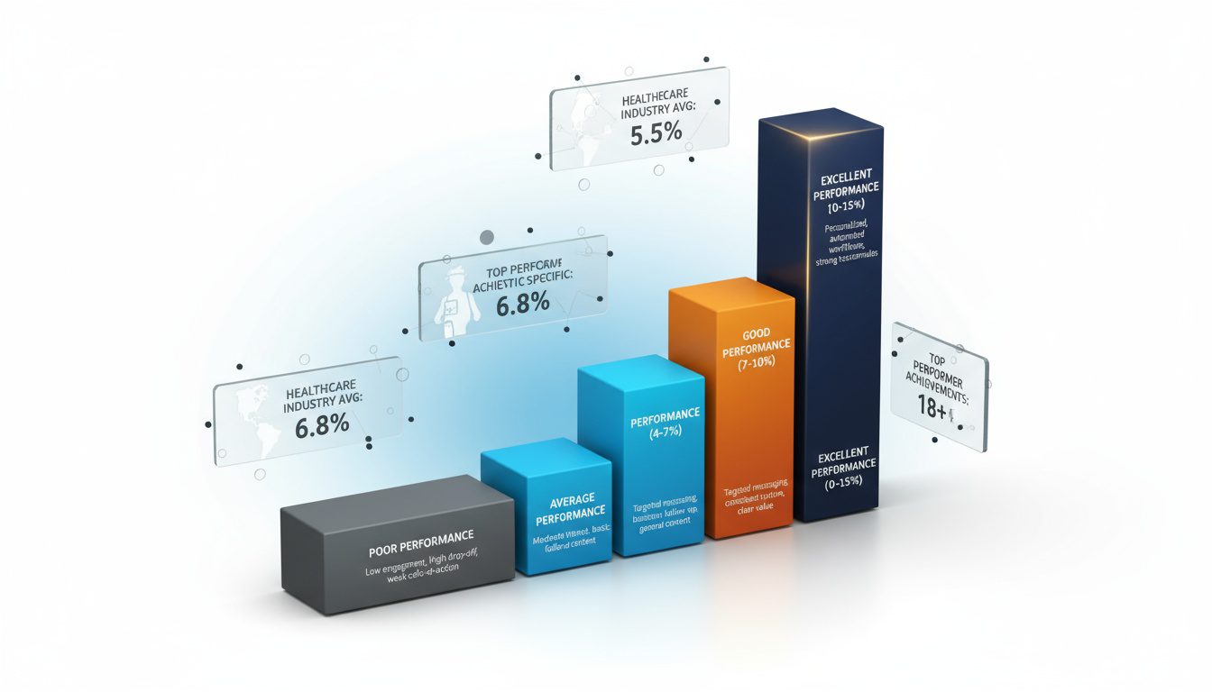 Conversion rate benchmarks showing performance levels from poor to excellent