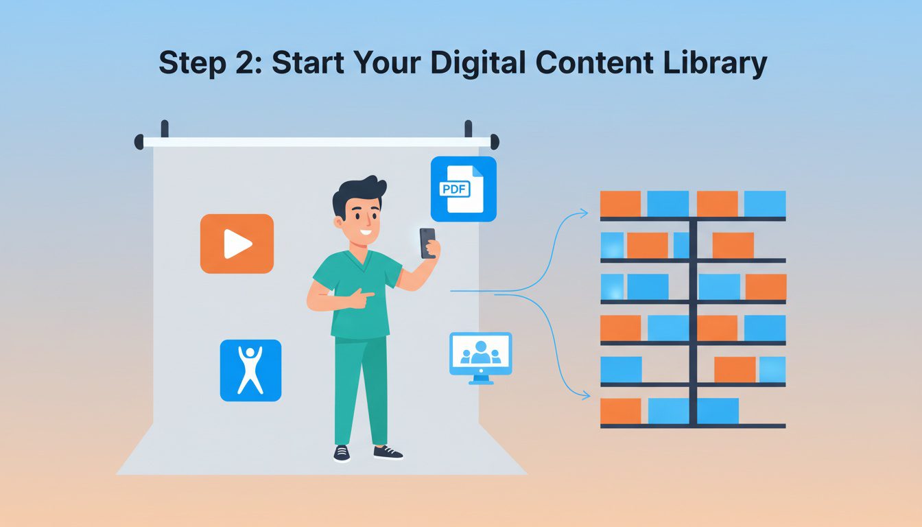 Creating digital content library for chiropractic membership with videos guides and educational materials