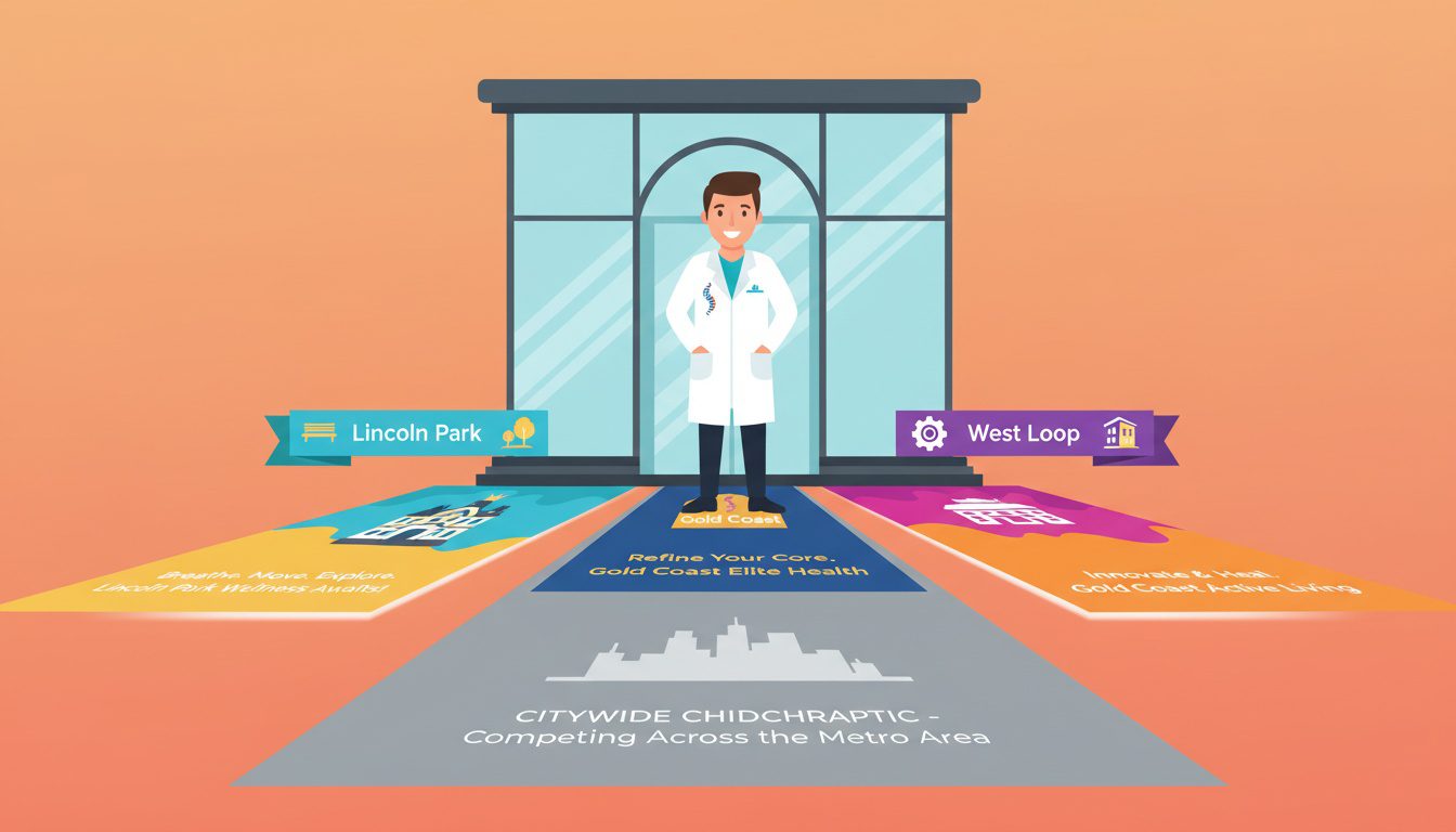 Digital welcome mats extending from chiropractic practice to different neighborhoods with specific local messaging versus generic citywide homepage