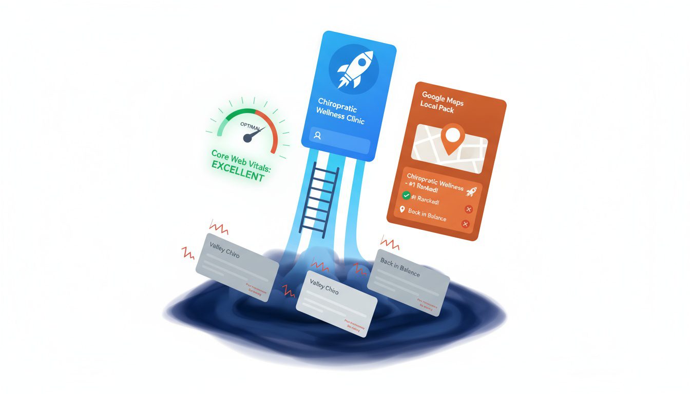 Fast website speed propelling chiropractic practice to top of local search rankings