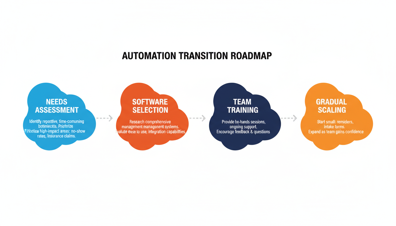 Four implementation steps - assess needs_ choose software_ train team_ scale gradually