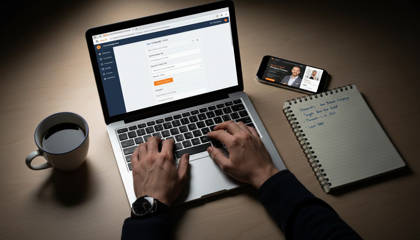 Google Ads campaign setup workspace