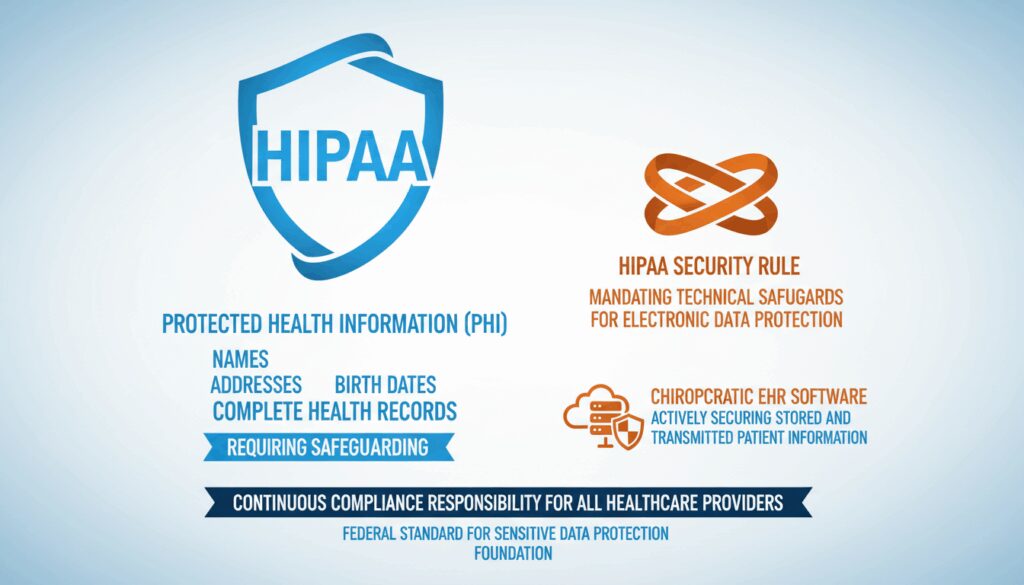 HIPAA law protecting patient health information requiring technical safeguards and continuous compliance responsibility
