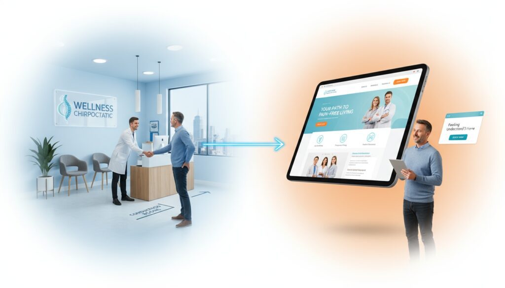 Physical office experience paralleling digital website experience creating consistent patient comfort
