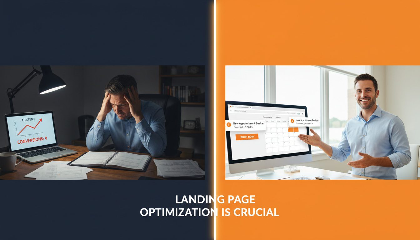 Poor landing page versus optimized landing page results