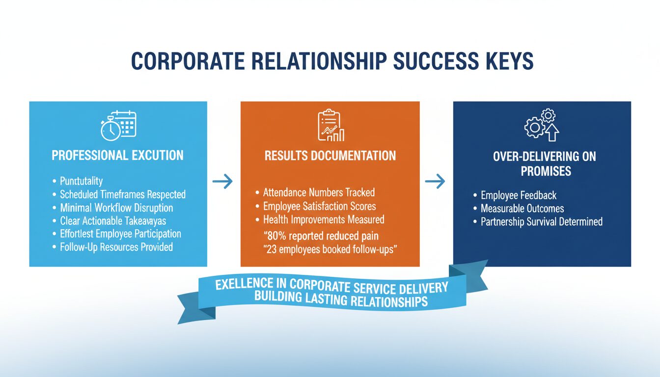 Professional service delivery showing punctuality, minimal disruption, and documented measurable results proving business value