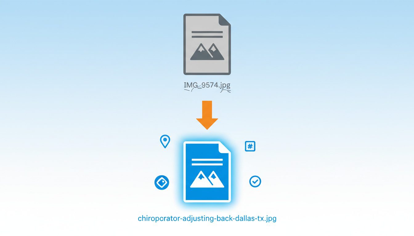Proper chiropractic image file naming convention with location and keywords