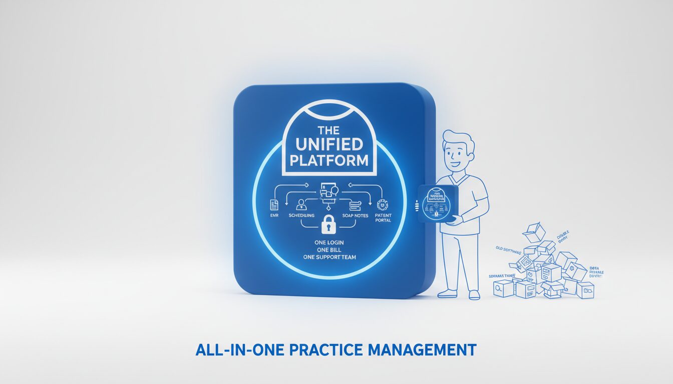 Single unified software platform containing all practice management functions bundled together under one system