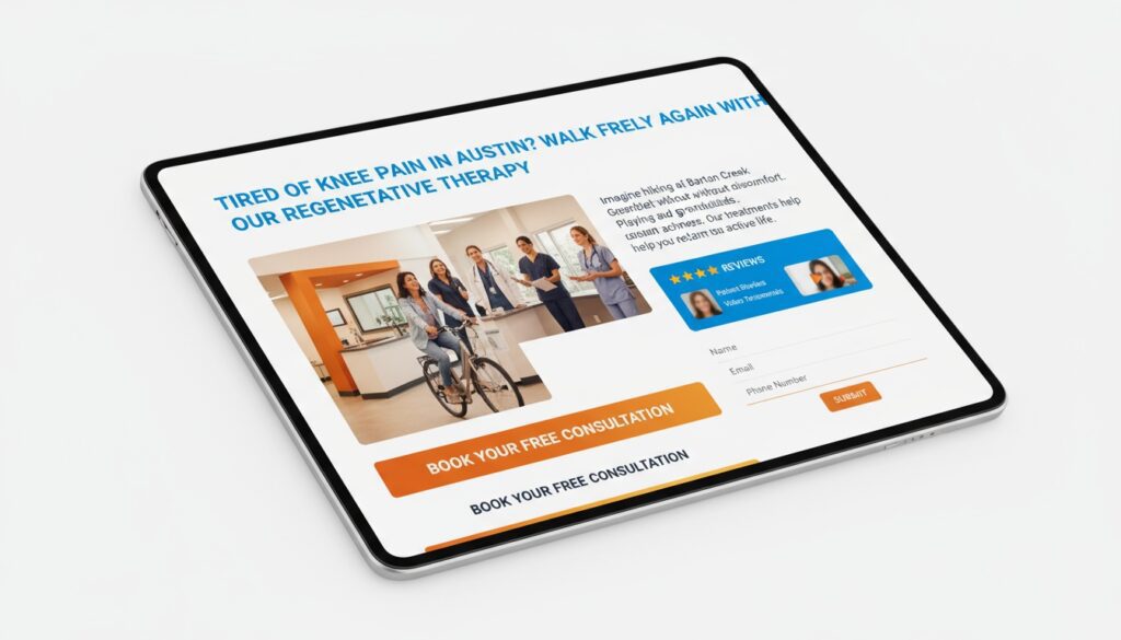 Six essential landing page elements working together to convert visitors into appointment bookings