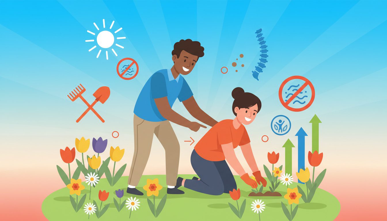 Spring chiropractic campaign showing gardening injury prevention and allergy relief