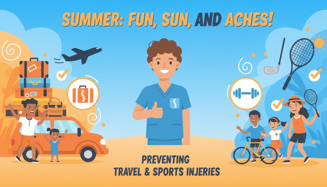 Summer chiropractic marketing for vacation prep sports injuries and active lifestyle wellness