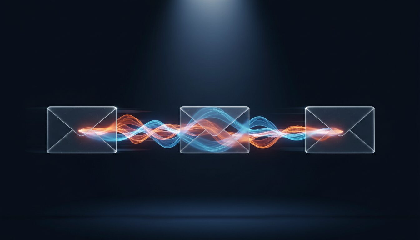 Three-part automated email workflow sequence showing new patient onboarding journey from first contact to scheduled appointment