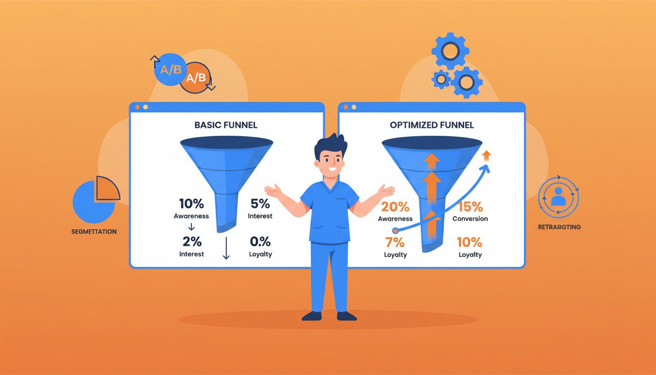advanced chiropractic funnel optimization strategies comparing basic versus optimized performance metrics