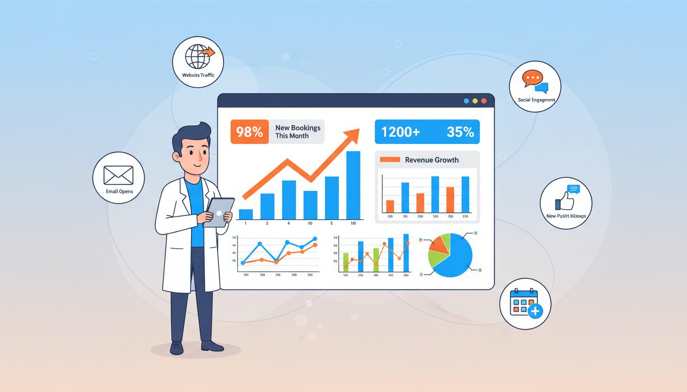 chiropractic content marketing analytics dashboard showing growth metrics and optimization