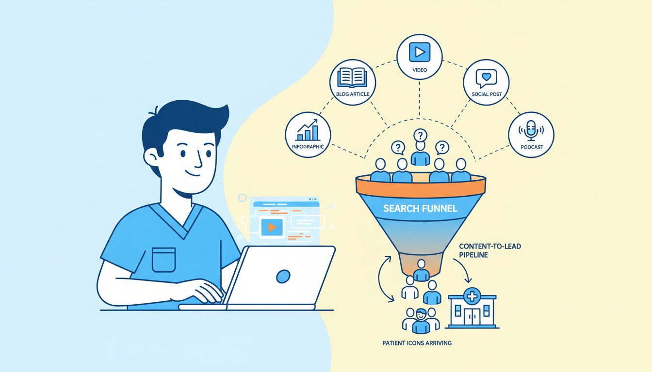 chiropractic content marketing strategy showing content creation leading to organic patient leads