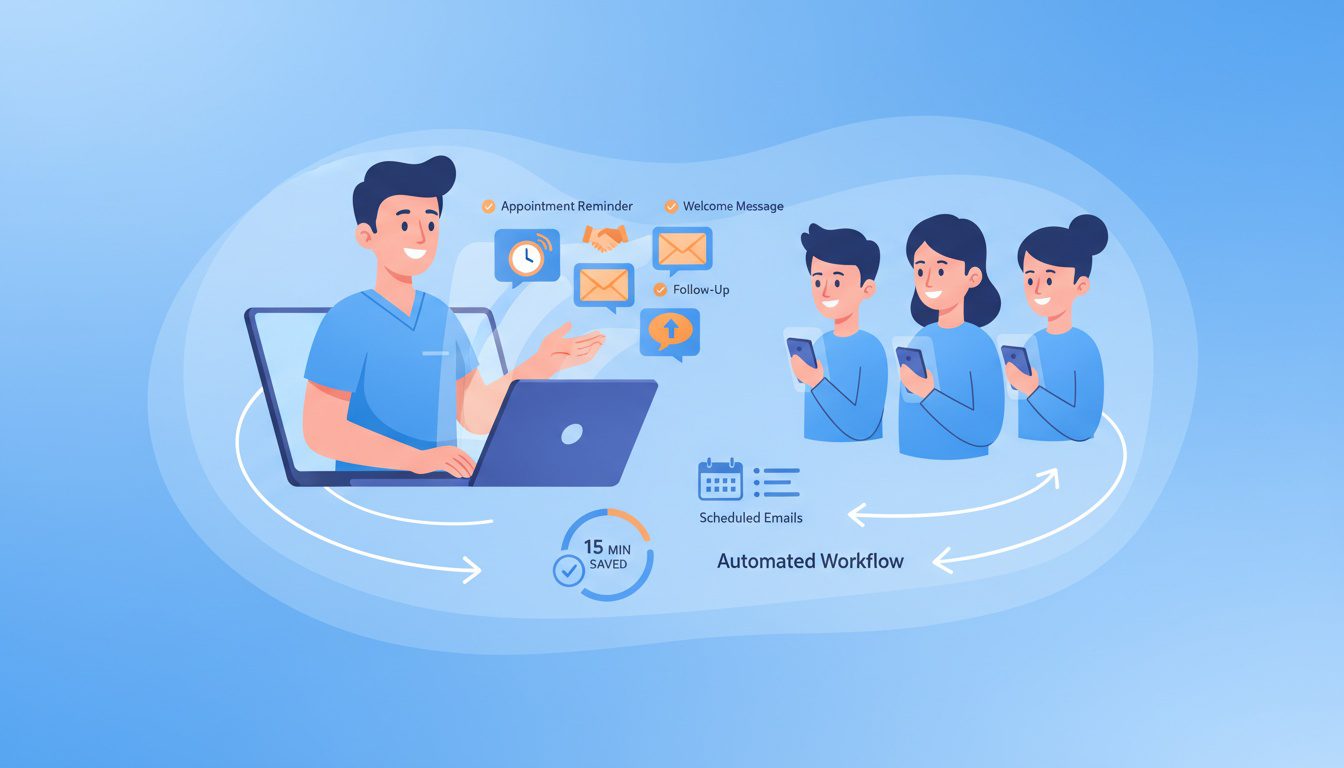 chiropractic email automation system showing automated patient communication workflow saving time