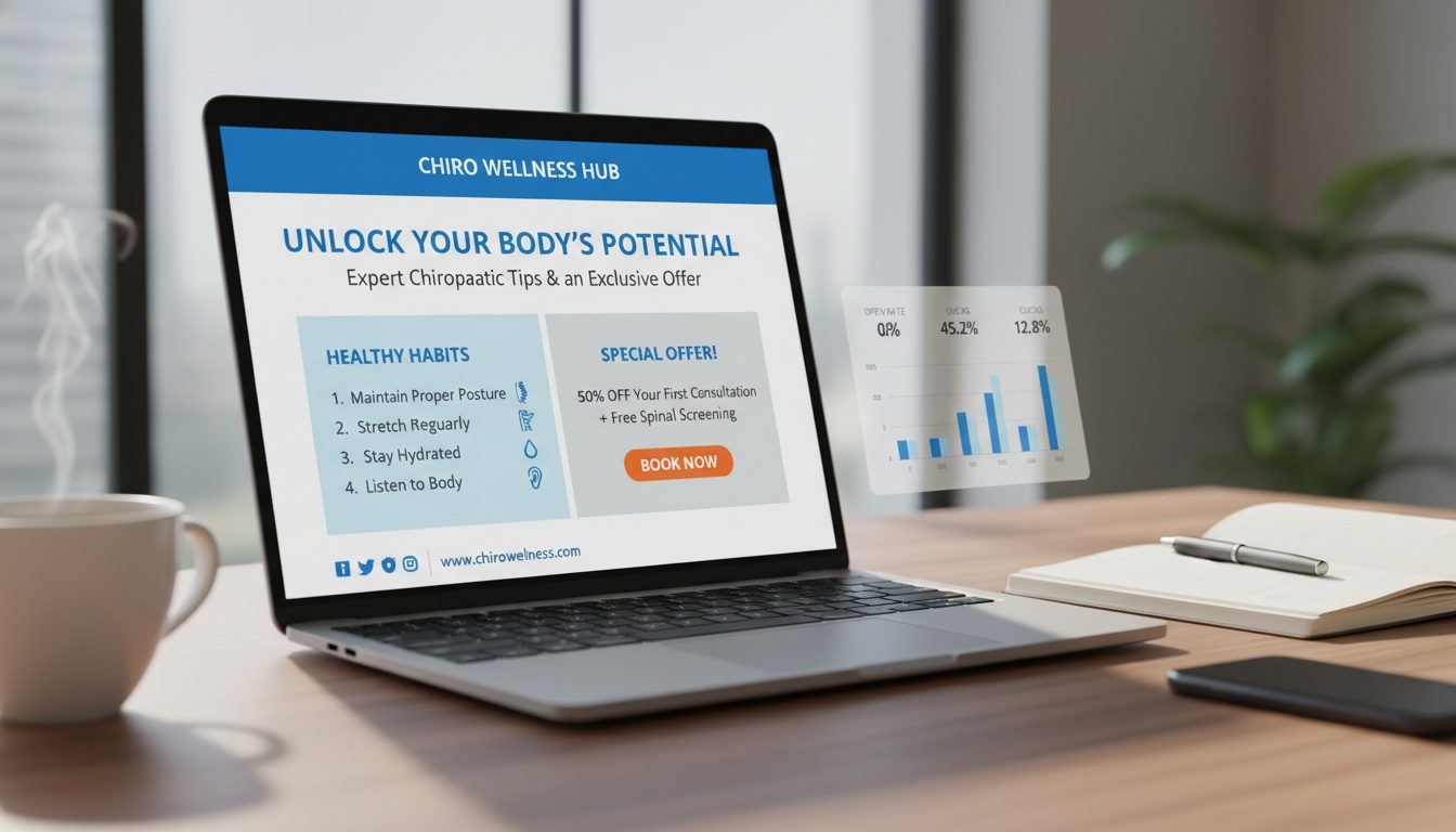 chiropractic email marketing newsletter template with analytics