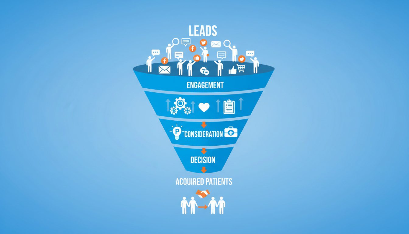 chiropractic lead generation funnel showing progression from leads to acquired patients