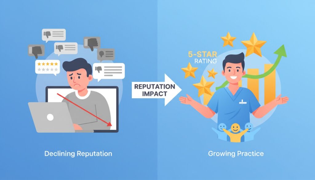 chiropractic online reputation impact comparison showing negative vs positive review effects
