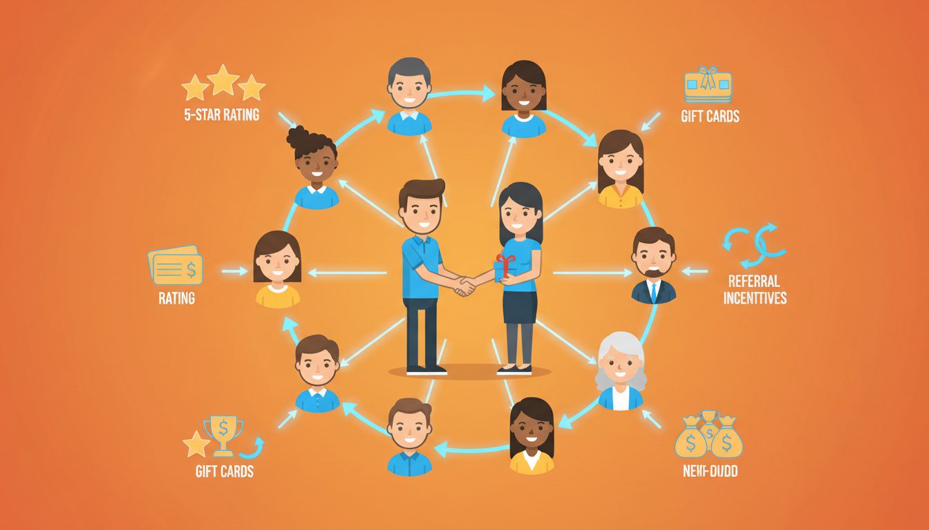 chiropractic patient referral network showing existing patients connecting new patients through word of mouth