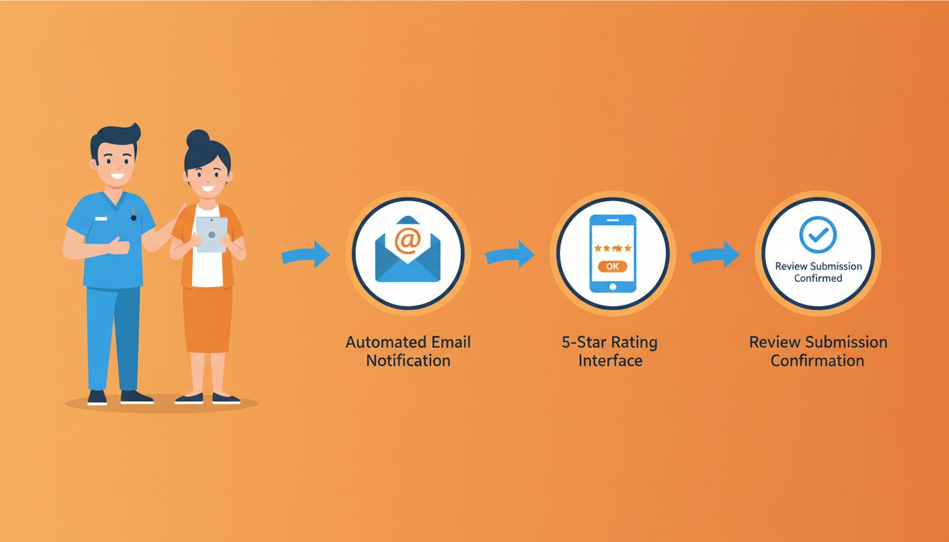 chiropractic patient review generation process flow from appointment to submitted review