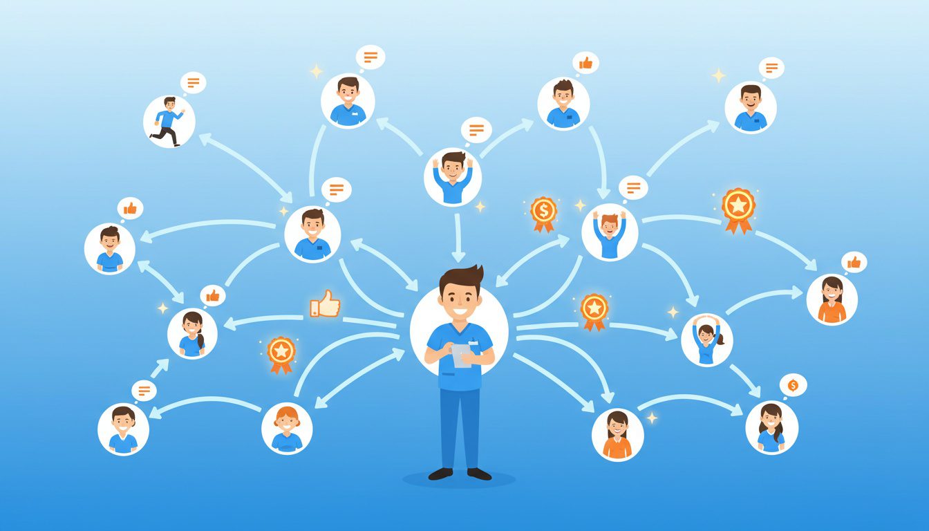 chiropractic referral program network showing patient referrals creating exponential practice growth