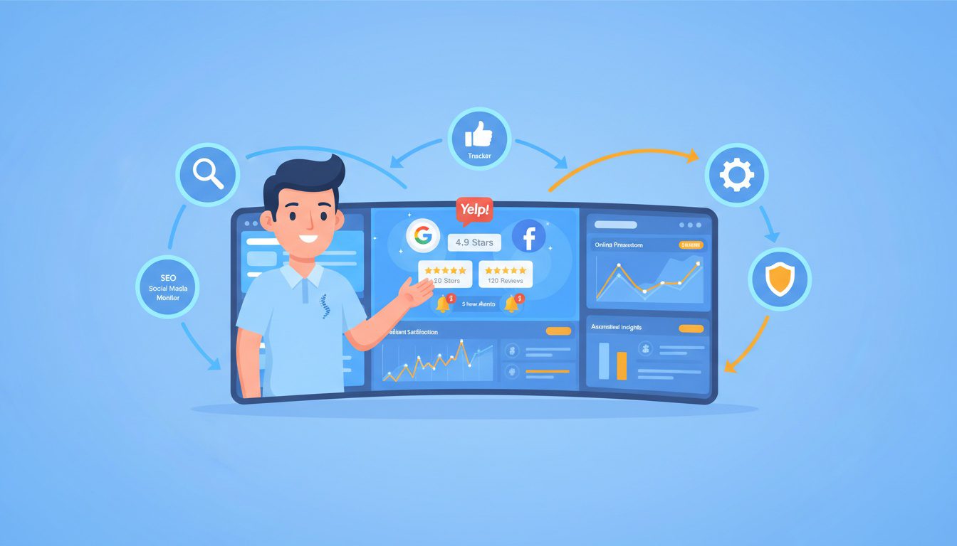 chiropractic reputation monitoring dashboard with review platforms and alert systems