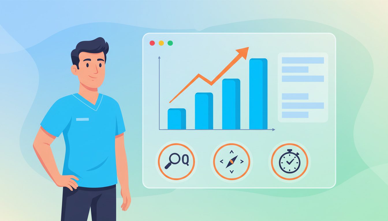 chiropractor analyzing Google Business Profile Insights performance dashboard
