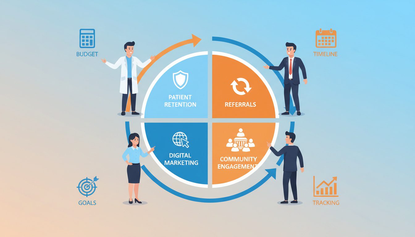 comprehensive chiropractic marketing plan showing integrated growth strategies from patient retention to digital advertising