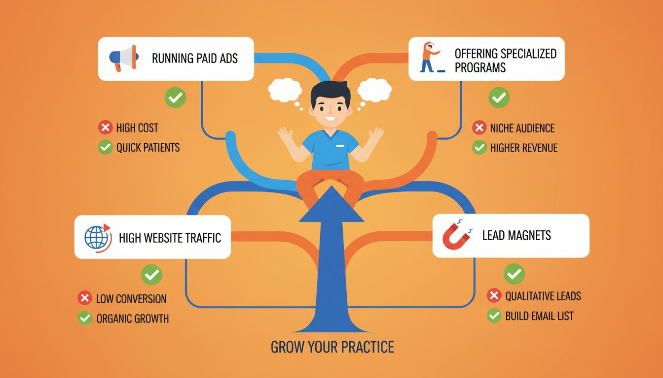 decision framework showing when chiropractors need funnel builder software versus optimizing existing website