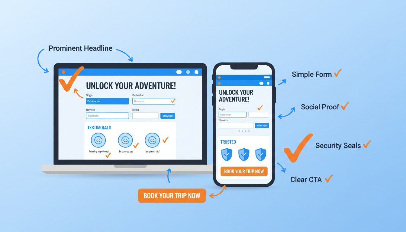 high-converting chiropractic landing page design showing mobile and desktop optimization with conversion elements